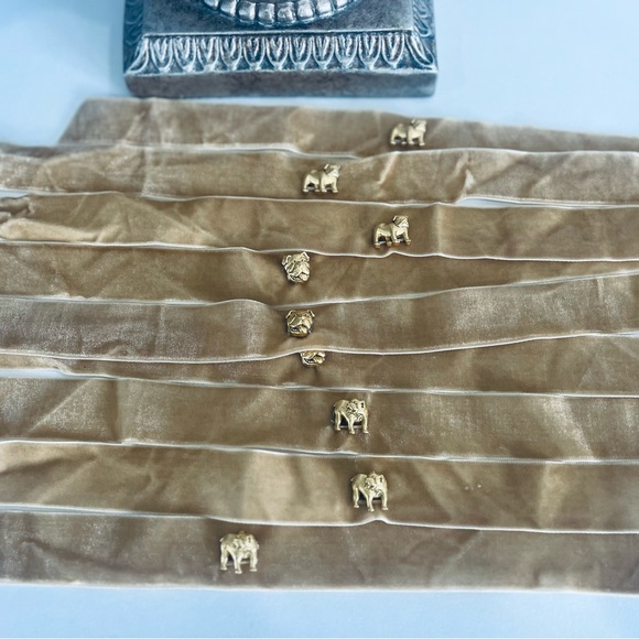 Velvet Fabric Bracelet with Bulldog Charms - Picture 10 of 13